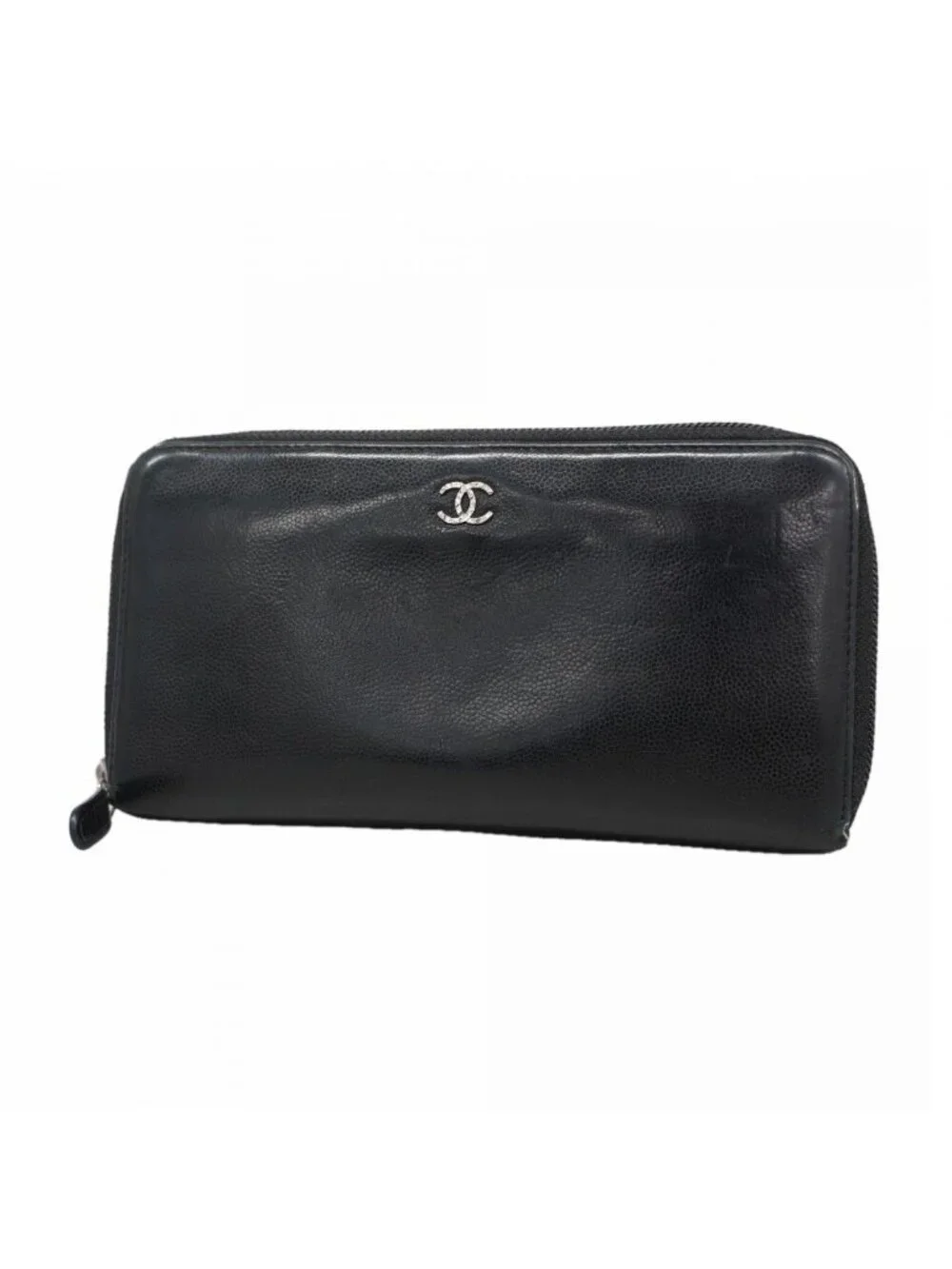 Chanel Wallet Leather Black Silver